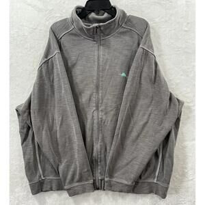 Tommy Bahama Full Zip Jacket Men’s 2XLT Gray Pima Cotton Tencel Lightweight